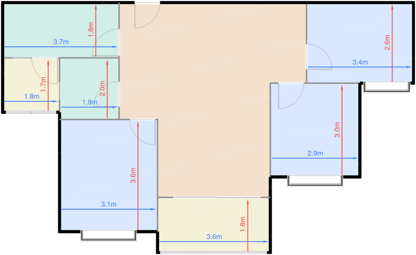 轻奢平层A3户型 3室2厅2卫 49万 建筑约91㎡