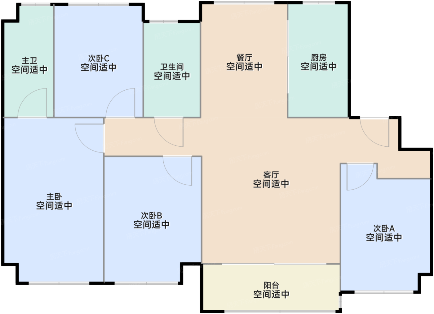 约127㎡四房两厅两卫