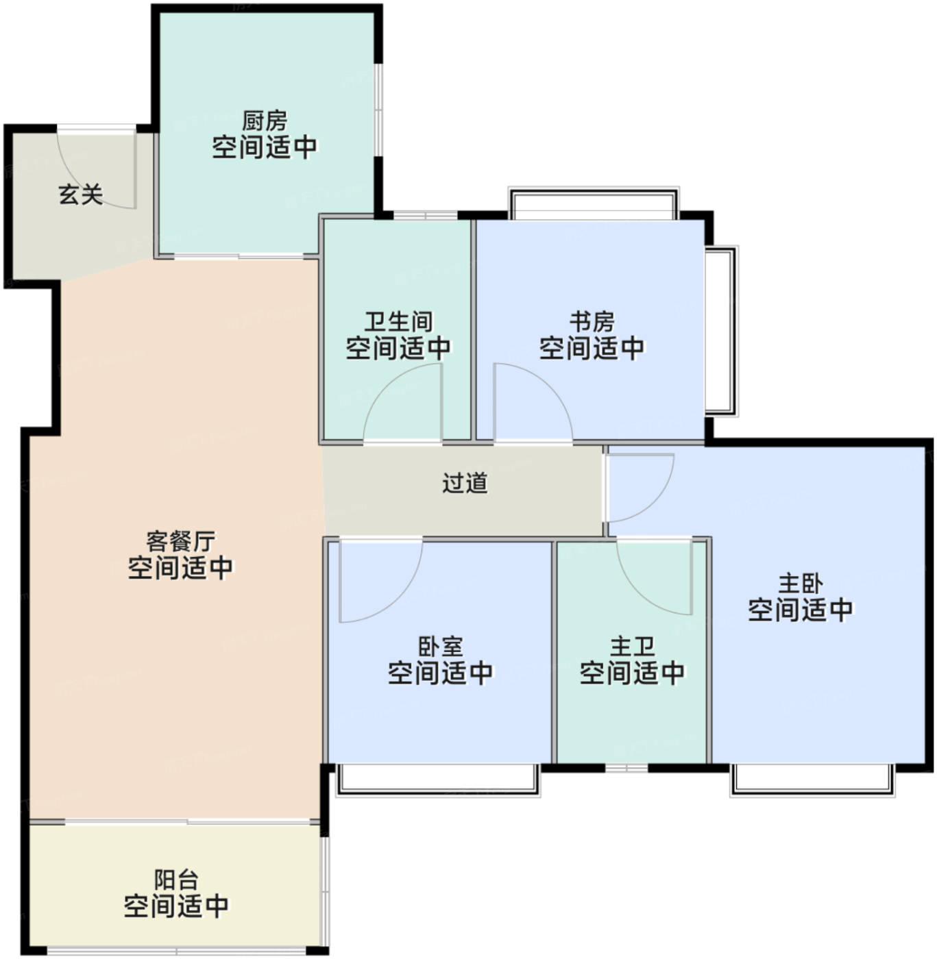 三房两厅两卫（约96㎡）